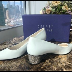 Stuart Weitzman White leather pump block heel